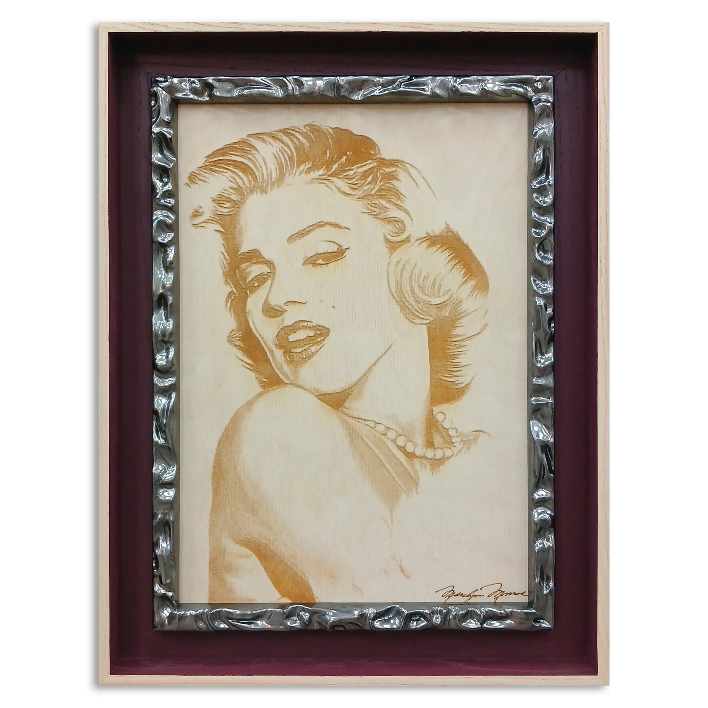 Portret gravat pe lemn "Marilyn Monroe"